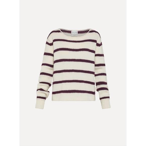 NEW FORTE FORTE women's striped soft wool sweater in avorio - Picture 1 of 1